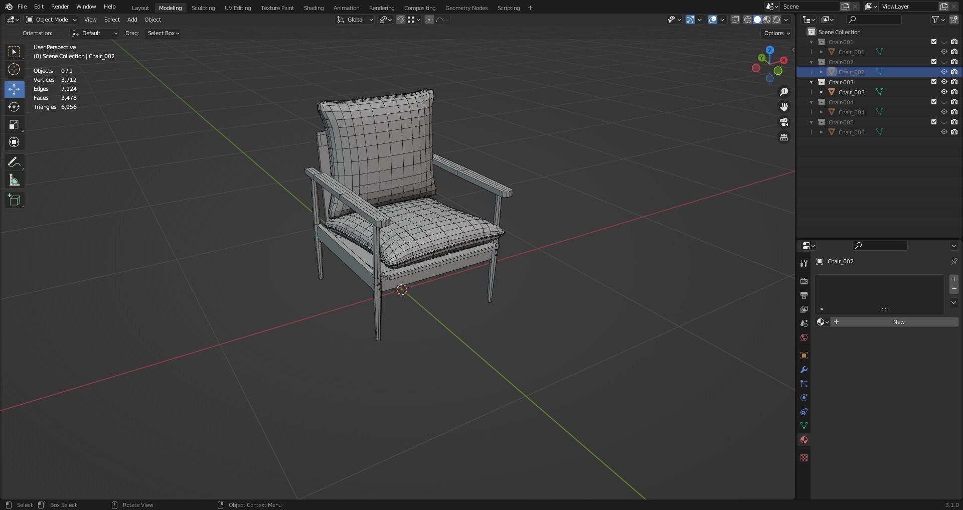 Low Poly Chairs  - Unreal - Unity - Blender Free low-poly 3D model_16