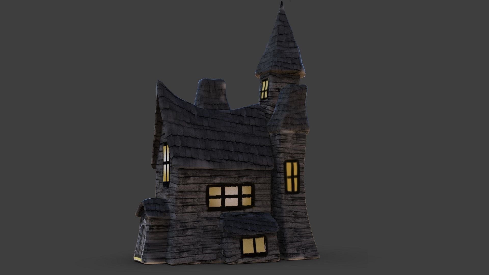Haunted House Toon Low-poly 3D model_1