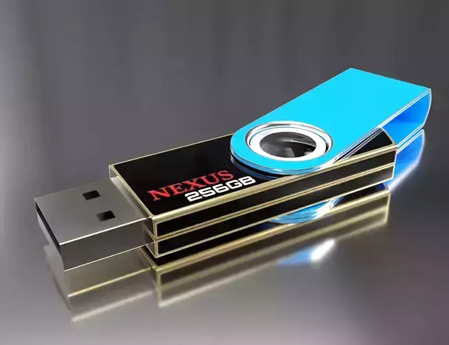 Usb stick with and without Texts and Low Poly