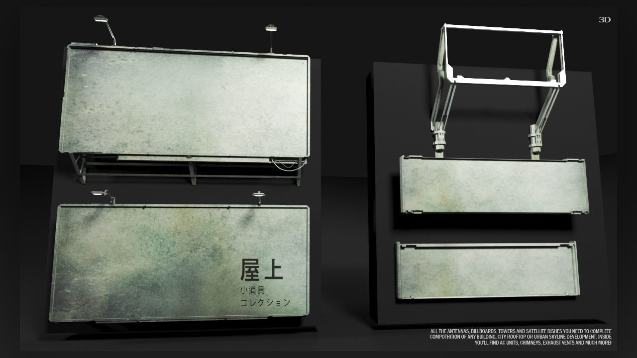 ROOFTOP Props Collection Kitbash 3D model_11
