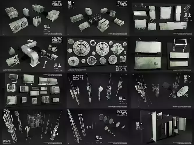 ROOFTOP Props Collection Kitbash 3D model