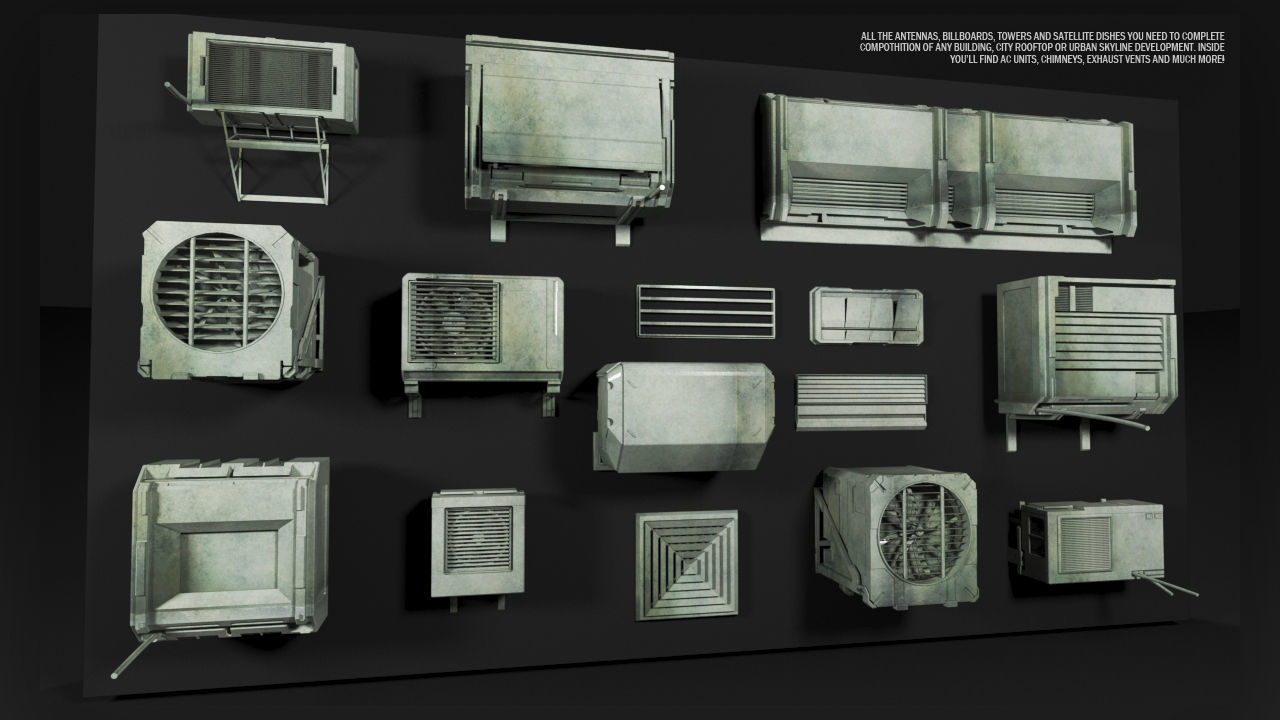 ROOFTOP Props Collection Kitbash 3D model_8