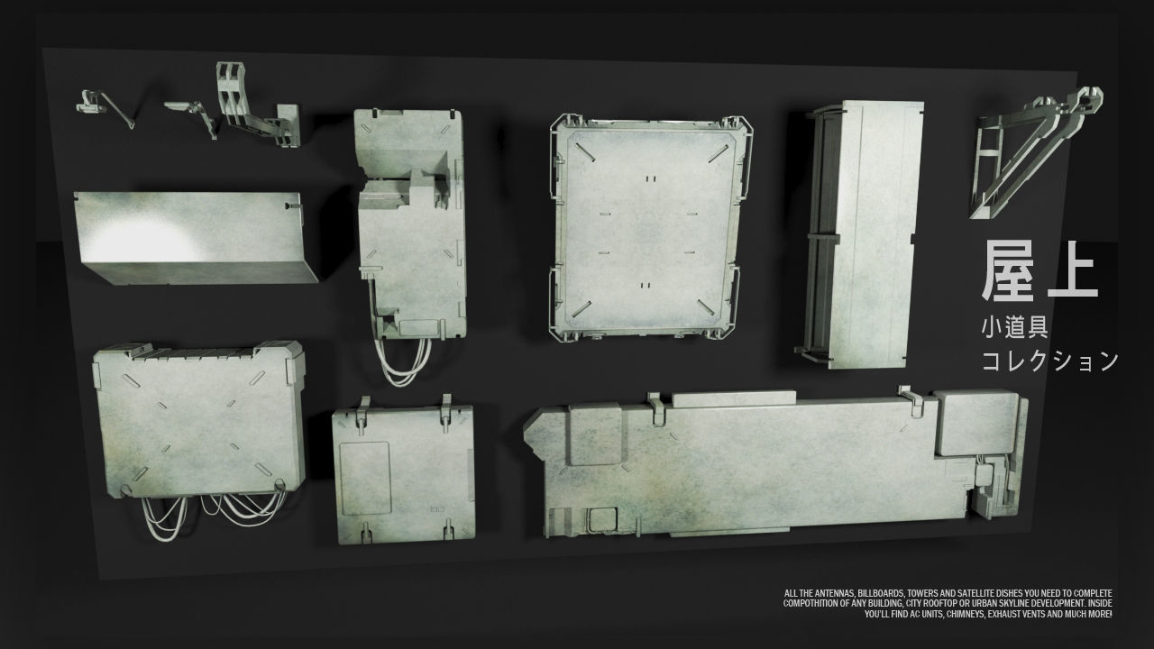 ROOFTOP Props Collection Kitbash 3D model_9