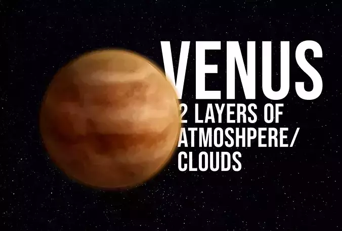 Venus with 2 layers of atmosphere clouds Free 3D model