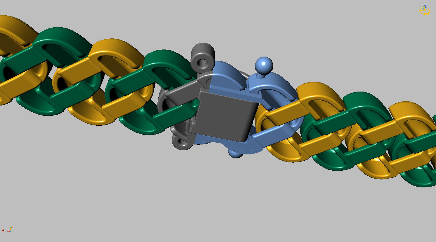 Grumet Cuban Chain with Drawer Lock 3D print model_4