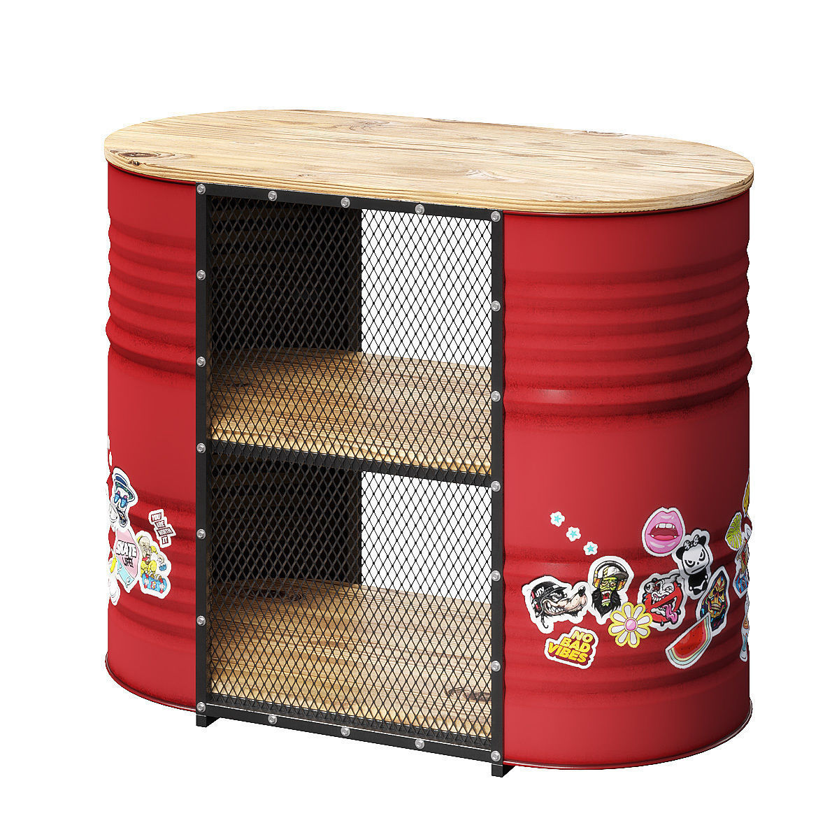 Barrel reception desk 3D model_2