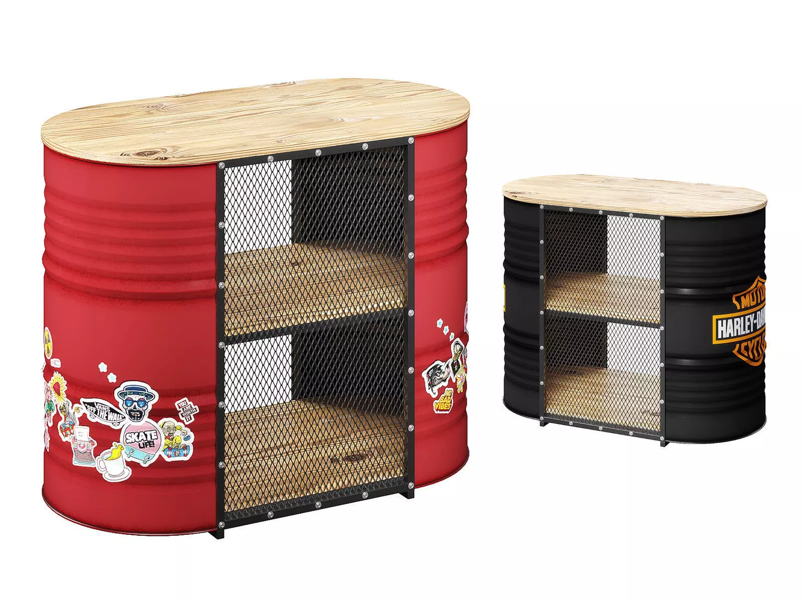 Barrel reception desk 3D model_0