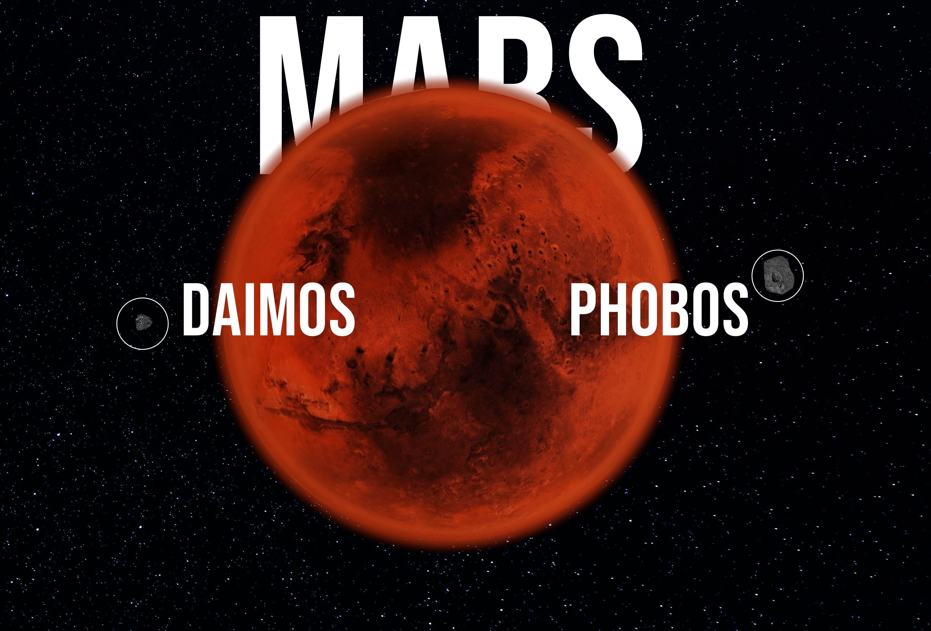 Mars with both moons Daimos and Phobos 3D model_1