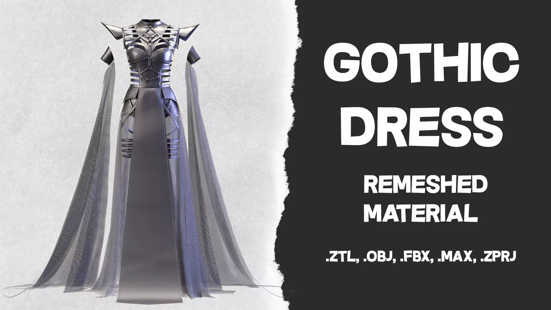 Woman Gothic Dress Low-poly 3D model_0