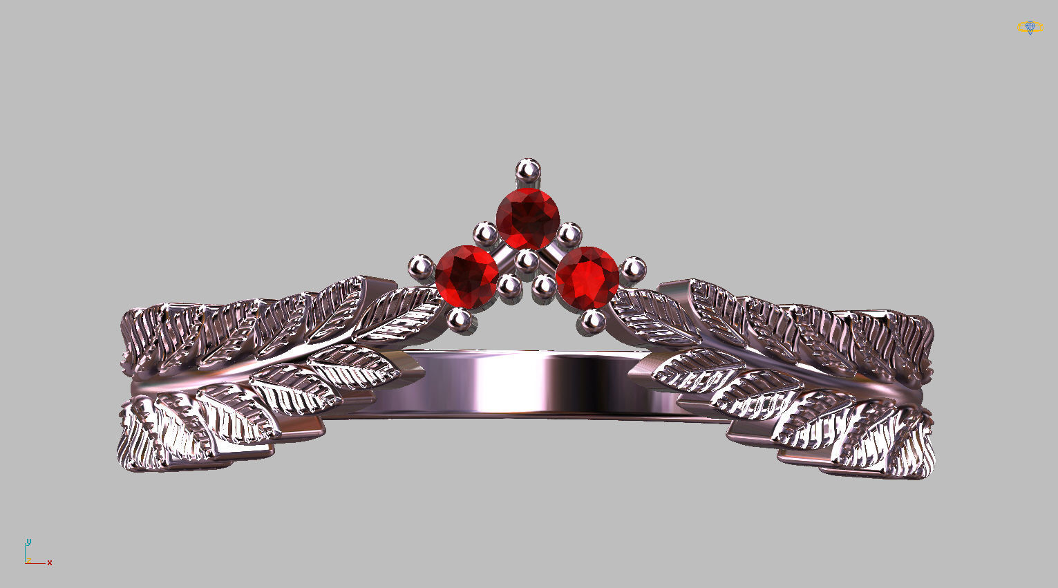 Ring Leaves Twig 3D print model_7