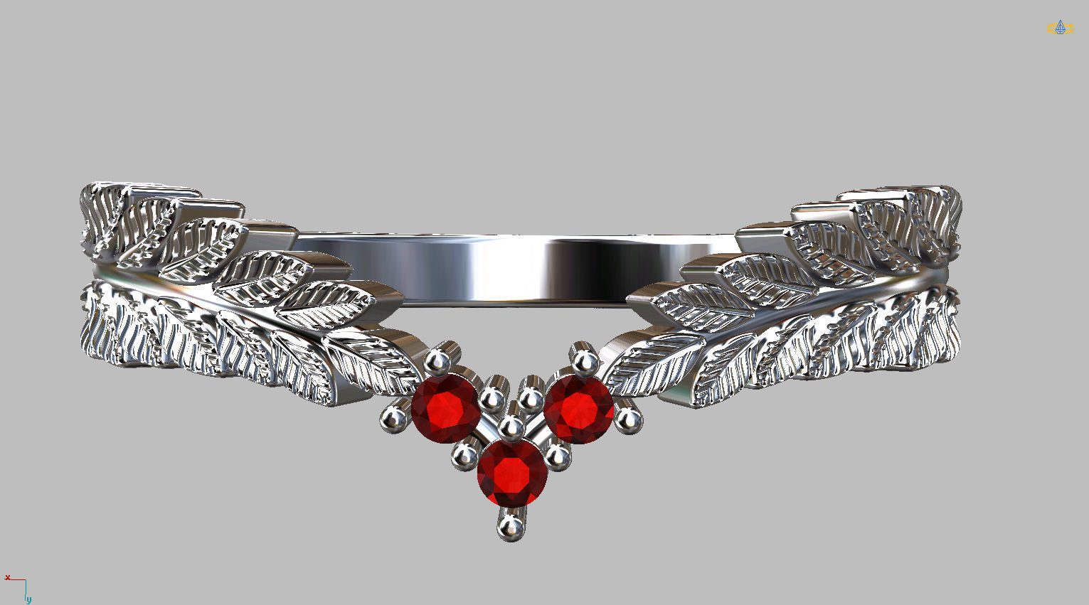 Ring Leaves Twig 3D print model_4