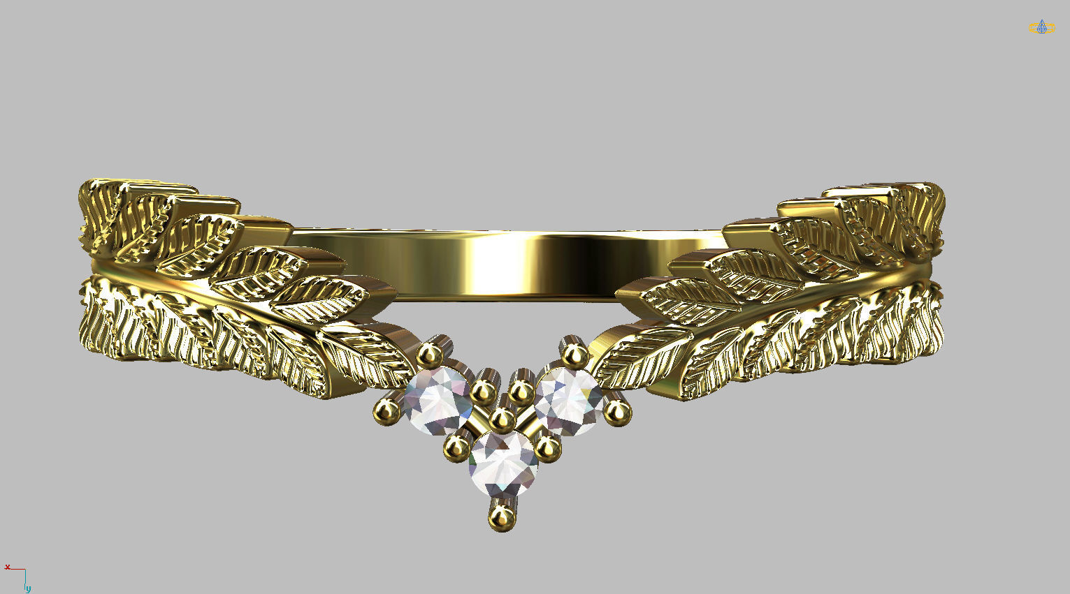 Ring Leaves Twig 3D print model_3