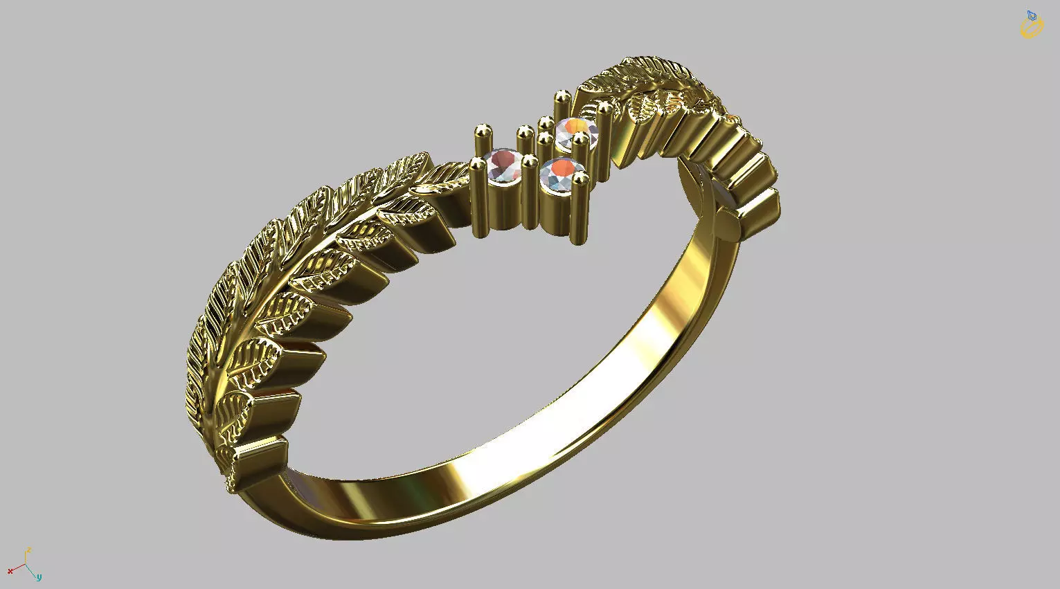Ring Leaves Twig 3D print model_0