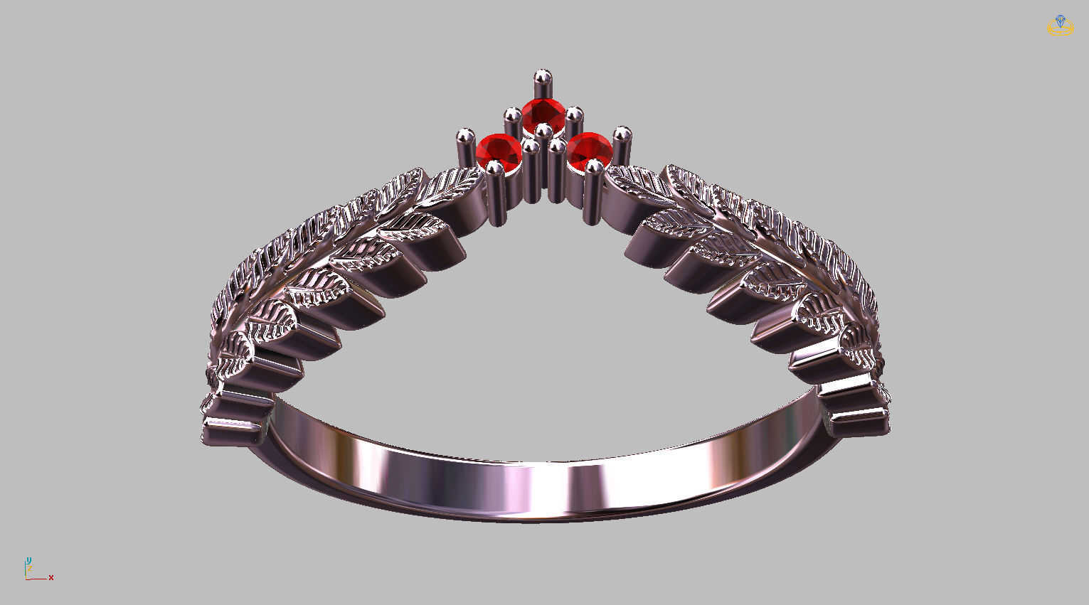 Ring Leaves Twig 3D print model_2