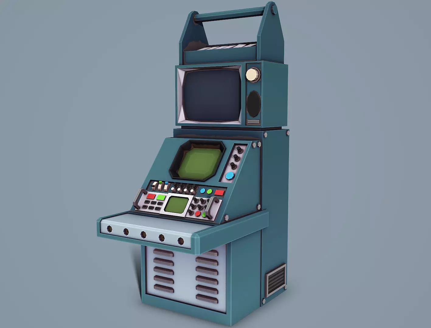 Retro Computer - Low Poly Mobile Ready Low-poly 3D model_0