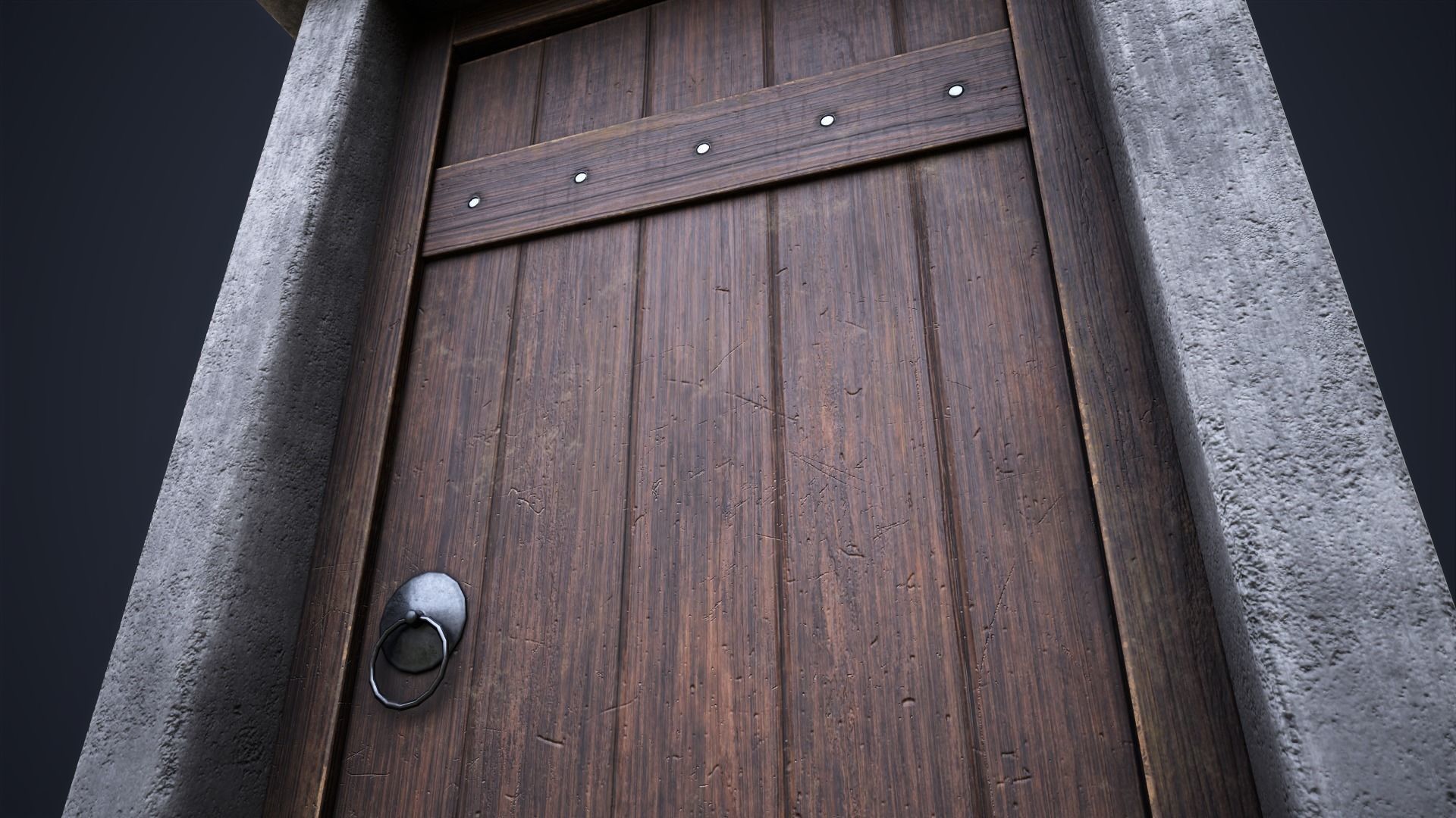 Old front small door  Low-poly 3D model_4
