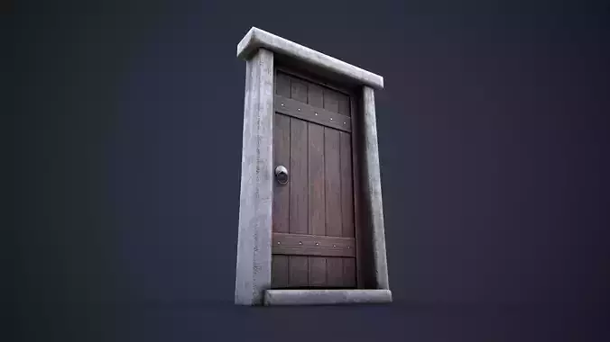 Old front small door  Low-poly 3D model