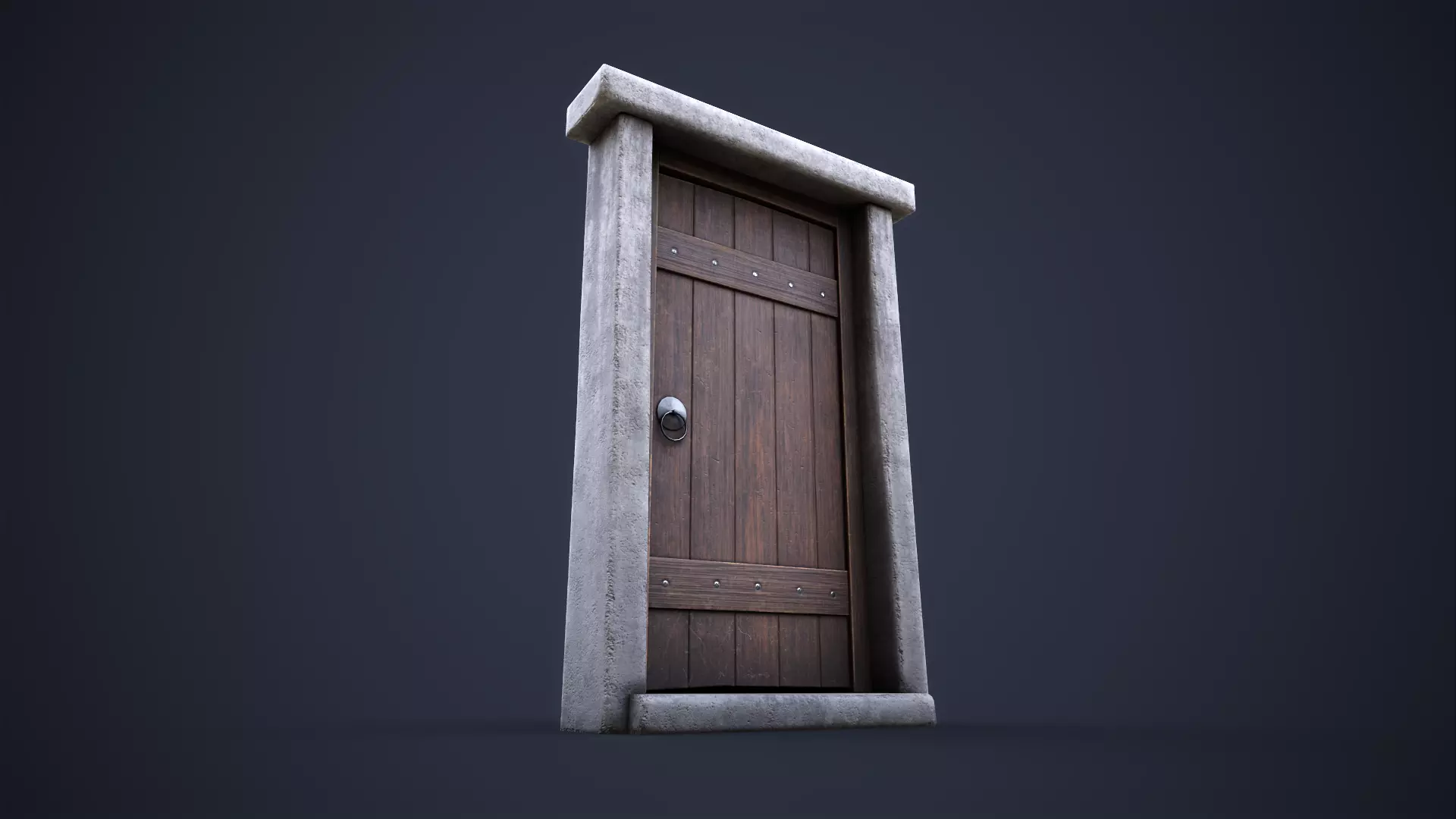 Old front small door  Low-poly 3D model_0