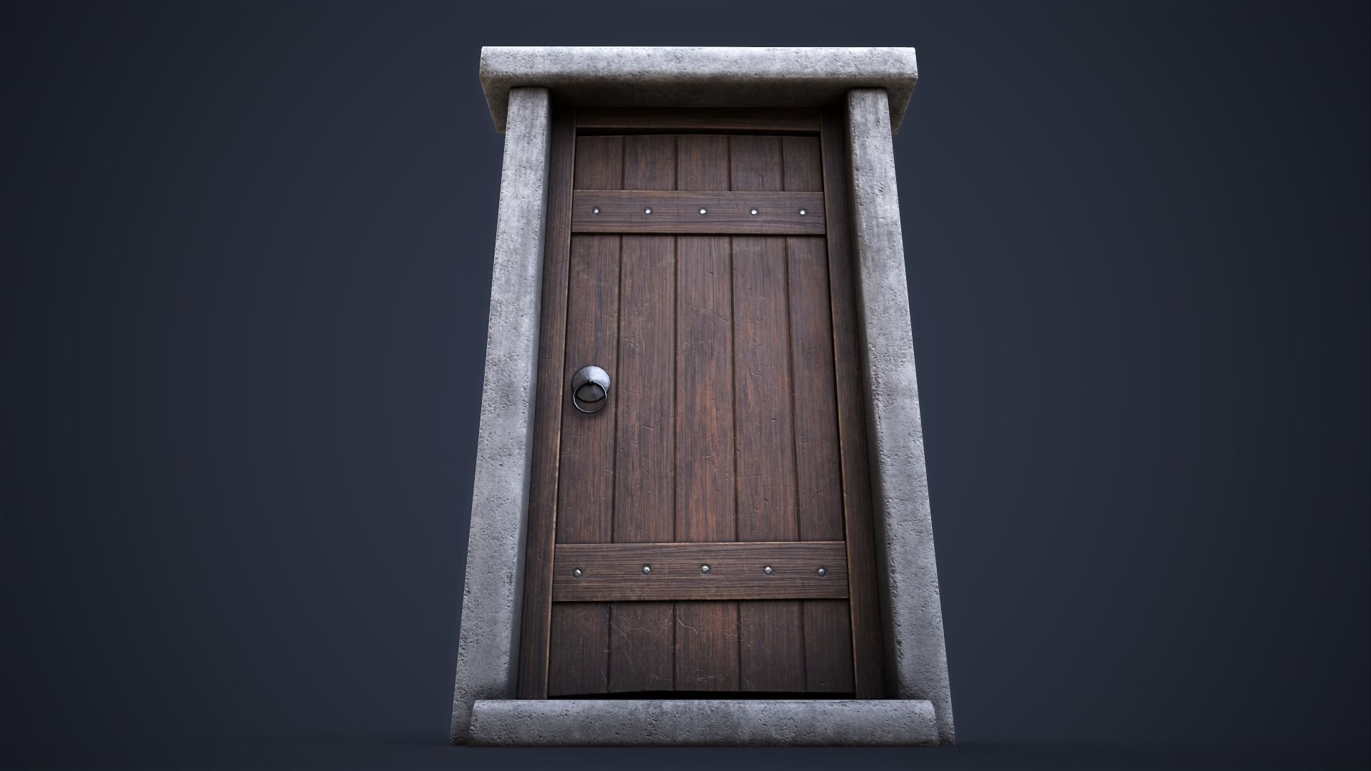 Old front small door  Low-poly 3D model_1