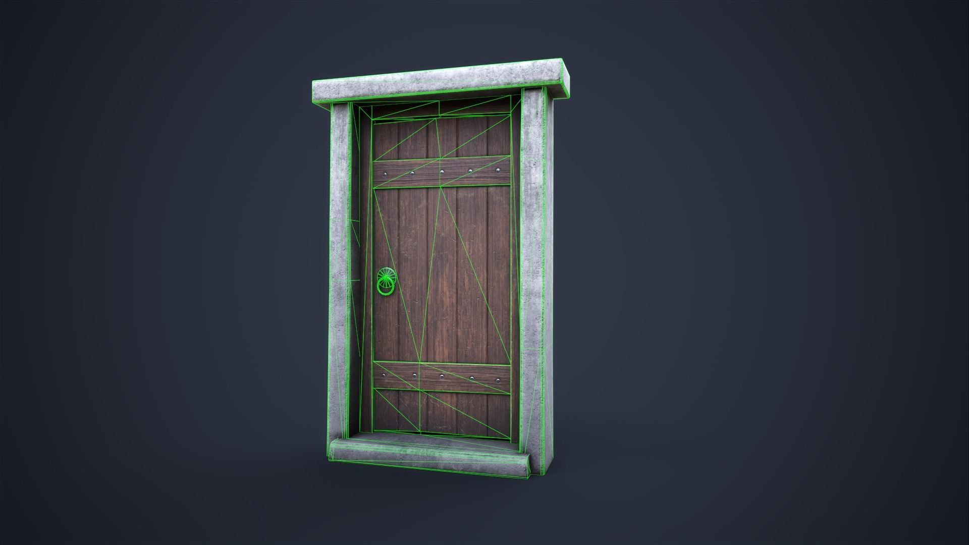 Old front small door  Low-poly 3D model_8
