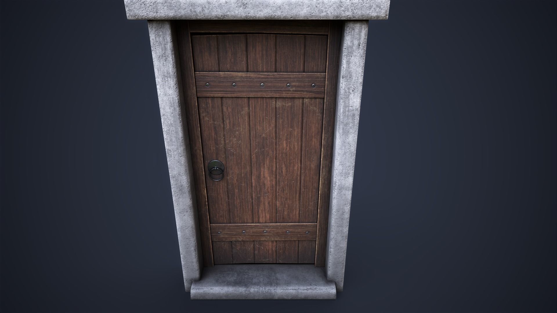 Old front small door  Low-poly 3D model_5