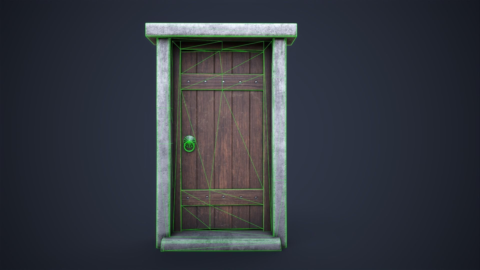 Old front small door  Low-poly 3D model_9