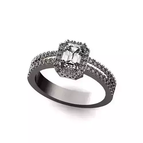 luxury engagement ring with emerald diamond 453 3D print model