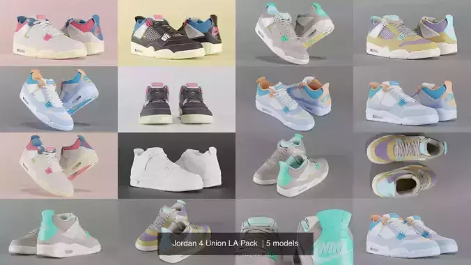 Jordan 4 Union LA Pack  3D Model Collection