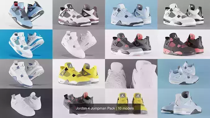 Jordan 4 Jumpman Pack 3D Model Collection