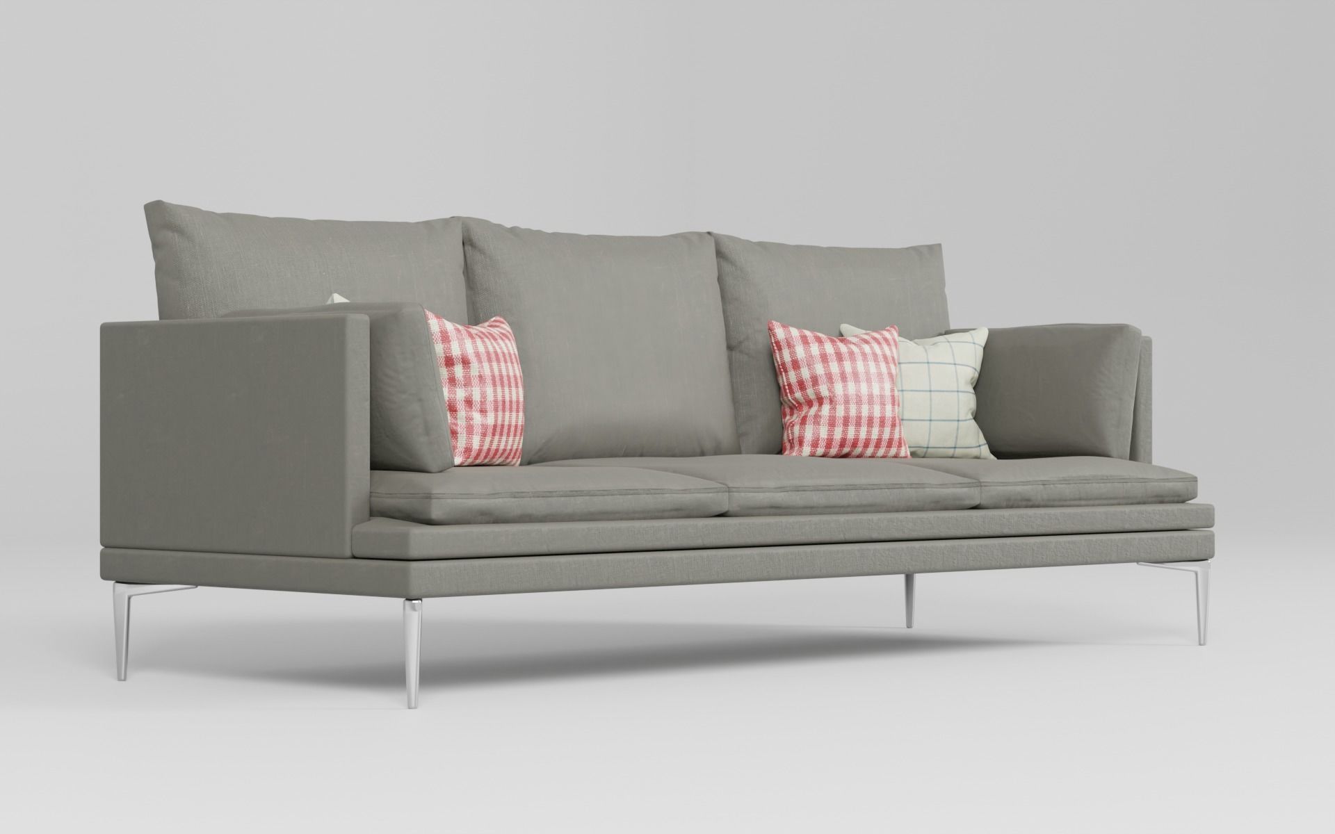 Stylish Gray Fabric Sofa Model Free 3D model_3