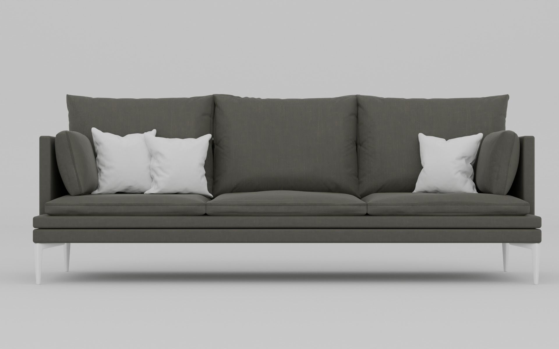 Stylish Gray Fabric Sofa Model Free 3D model_5