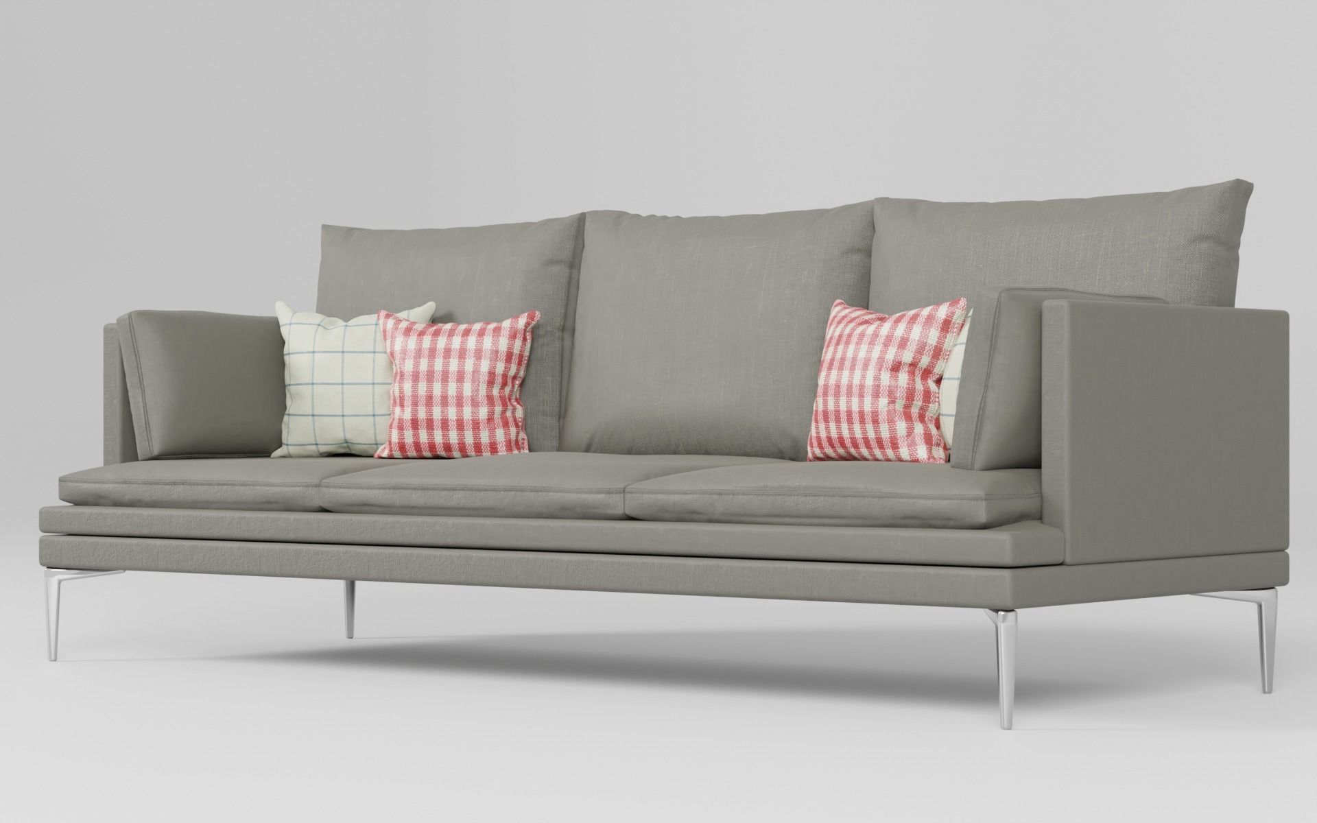 Stylish Gray Fabric Sofa Model Free 3D model_4