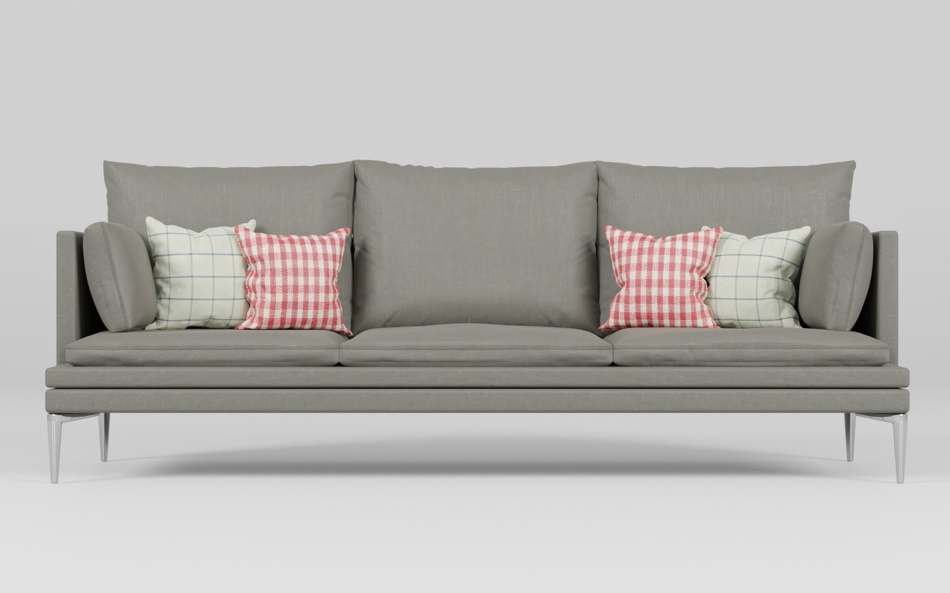 Stylish Gray Fabric Sofa Model Free 3D model_2