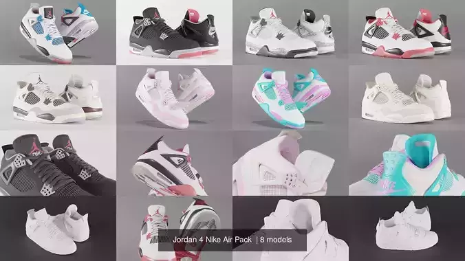 Jordan 4 Nike Air Pack  3D Model Collection
