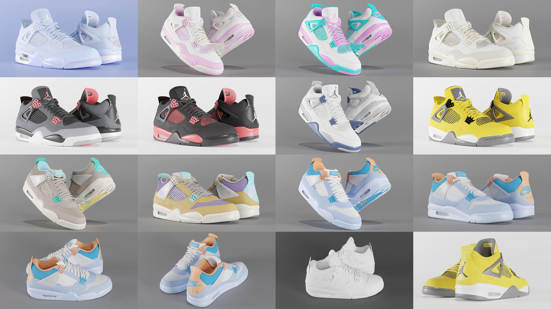 Jordan 4 Retro Complete Pack 3D Model Collection_1