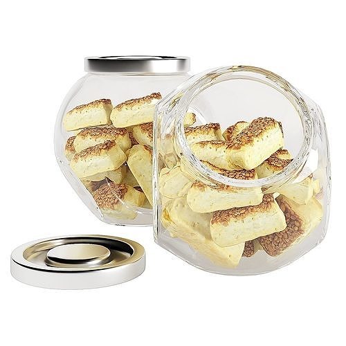 Glass jar cookie content 06 3D model 3
