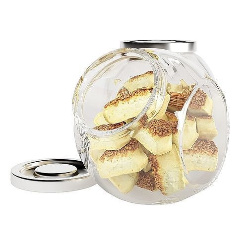 Glass jar cookie content 06 3D model 6
