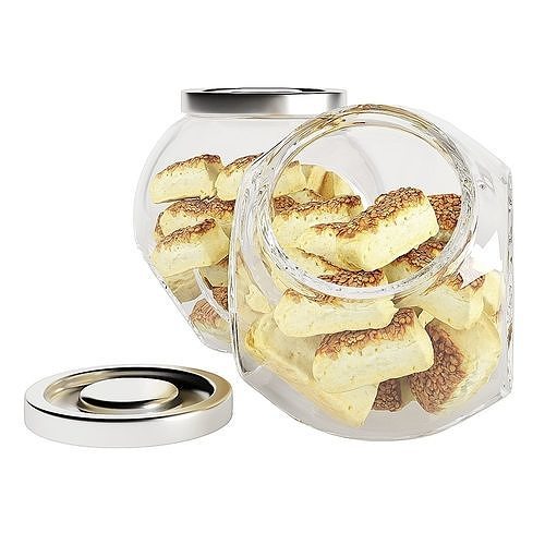 Glass jar cookie content 06 3D model 4