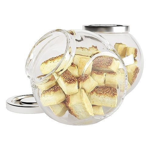 Glass jar cookie content 06 3D model 7