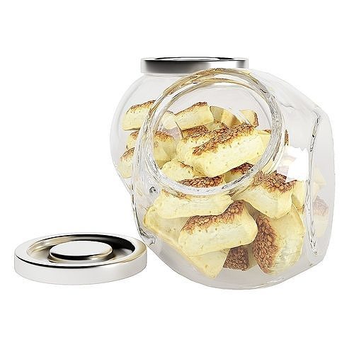 Glass jar cookie content 06 3D model 5