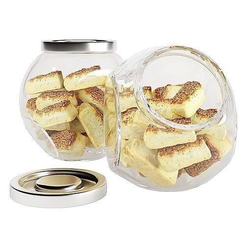 Glass jar cookie content 06 3D model 2
