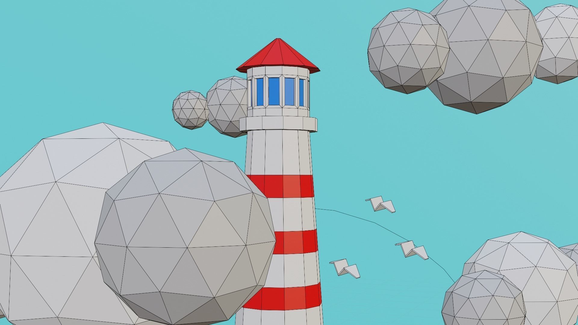 Low Poly Lighthouse Island - Stylized 3D Scene Pack Low-poly 3D model_5
