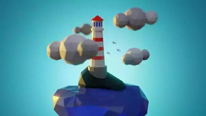 Low Poly Lighthouse Island - Stylized 3D Scene Pack