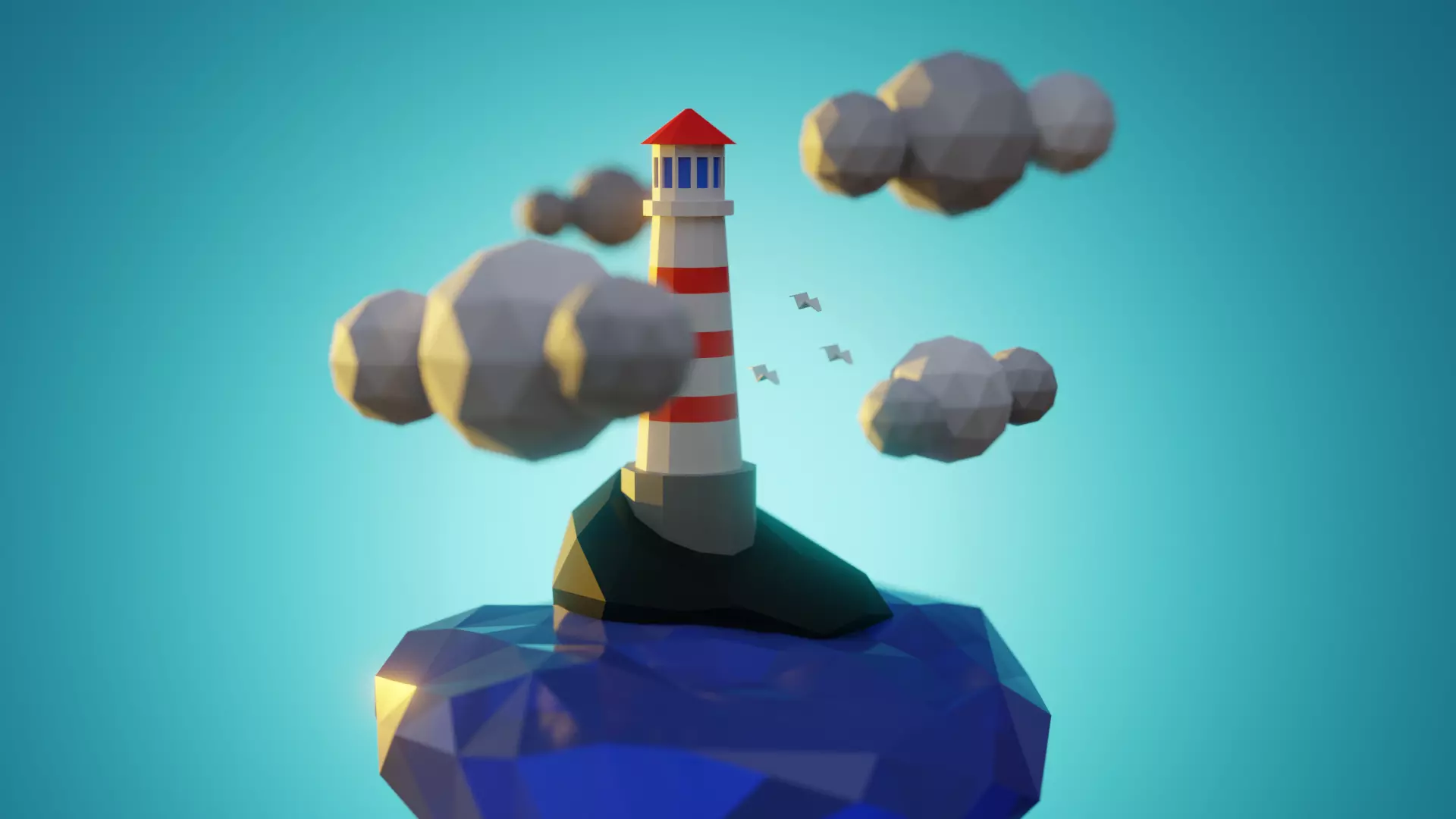 Low Poly Lighthouse Island - Stylized 3D Scene Pack Low-poly 3D model_0