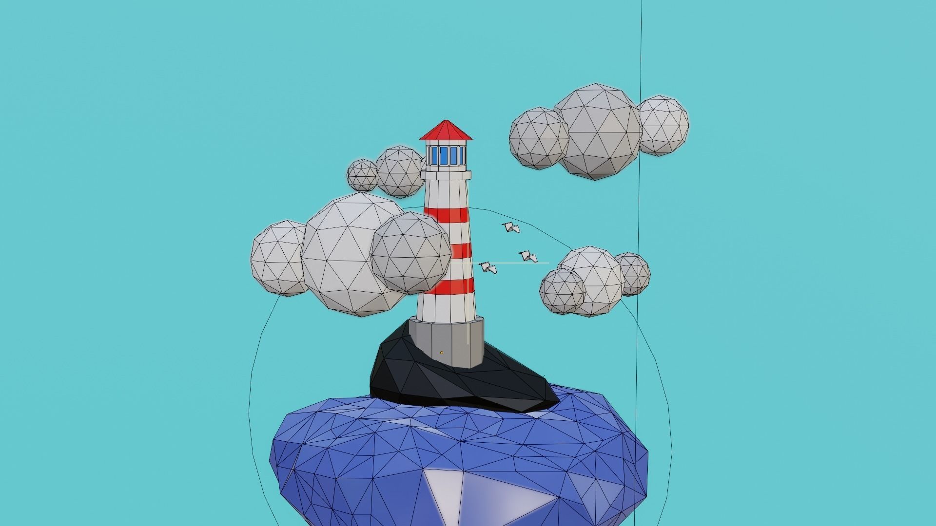 Low Poly Lighthouse Island - Stylized 3D Scene Pack Low-poly 3D model_4