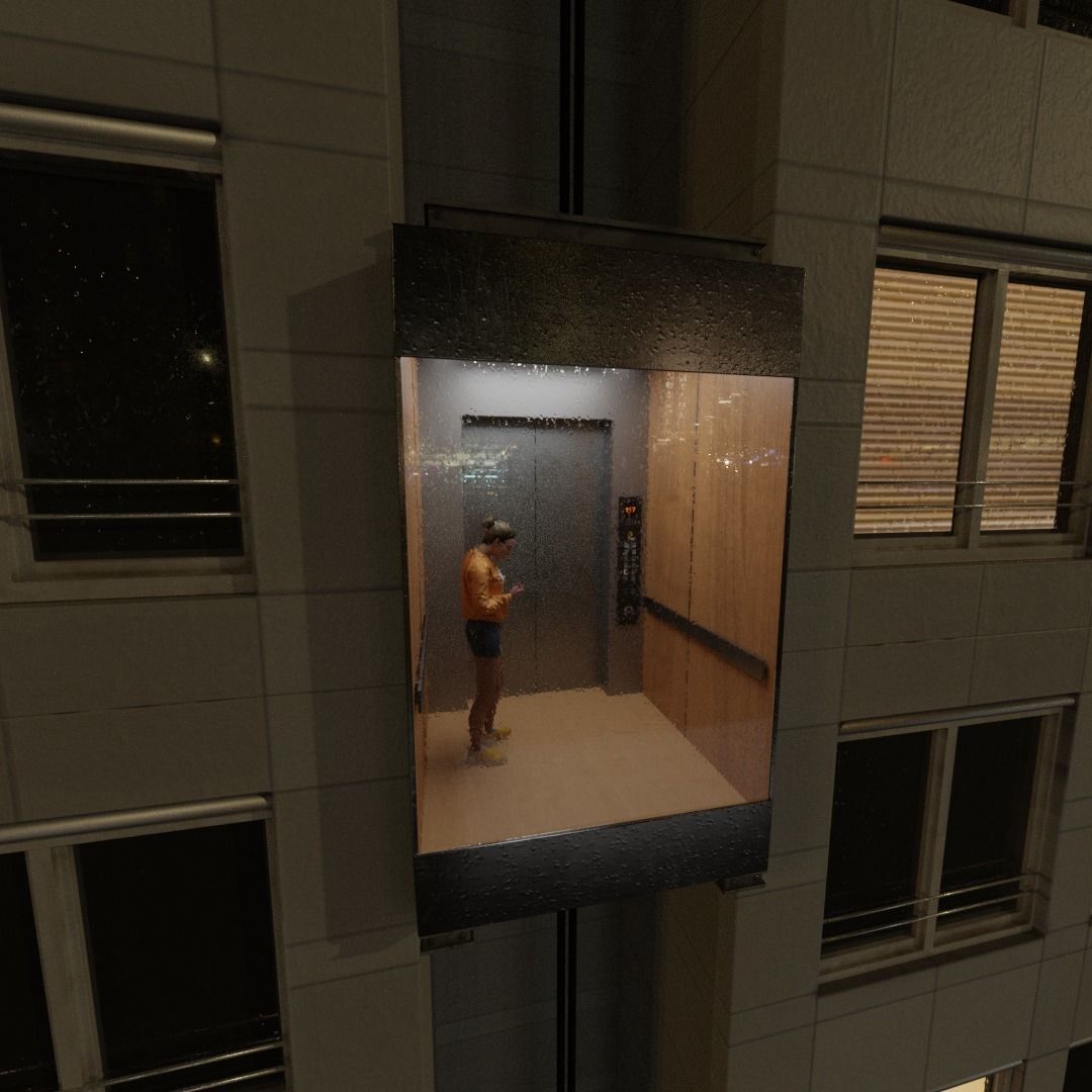 Elevator and building 3D model_6