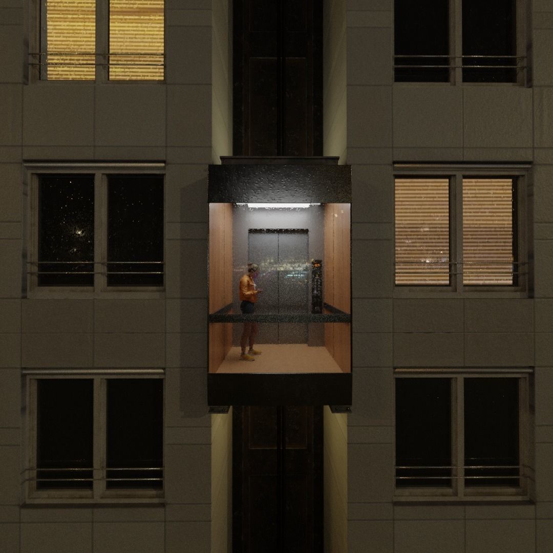 Elevator and building 3D model_7