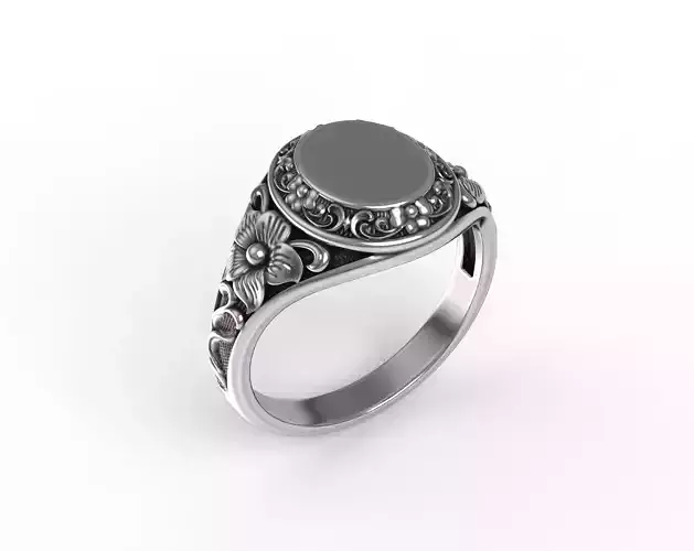 Vintage Engraved Monogram Ring 3D print model