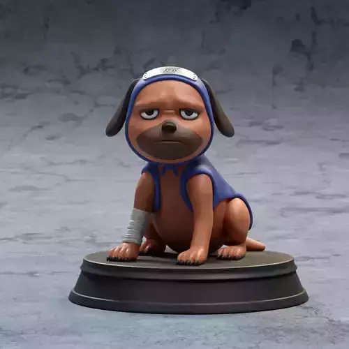 Pakkun figurine of dog wearing shirt 3D print model