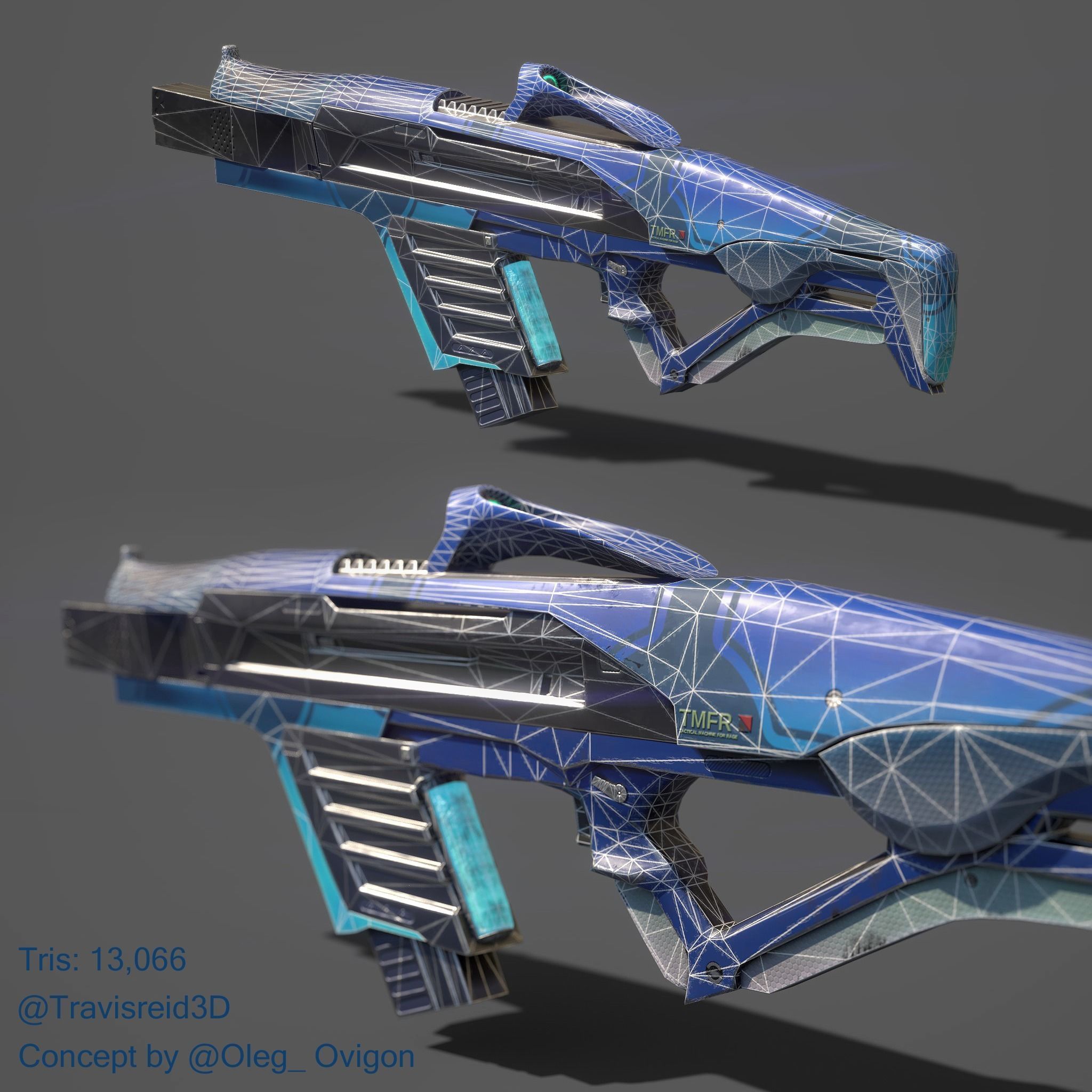 Sci Fi gun Low-poly 3D model_1